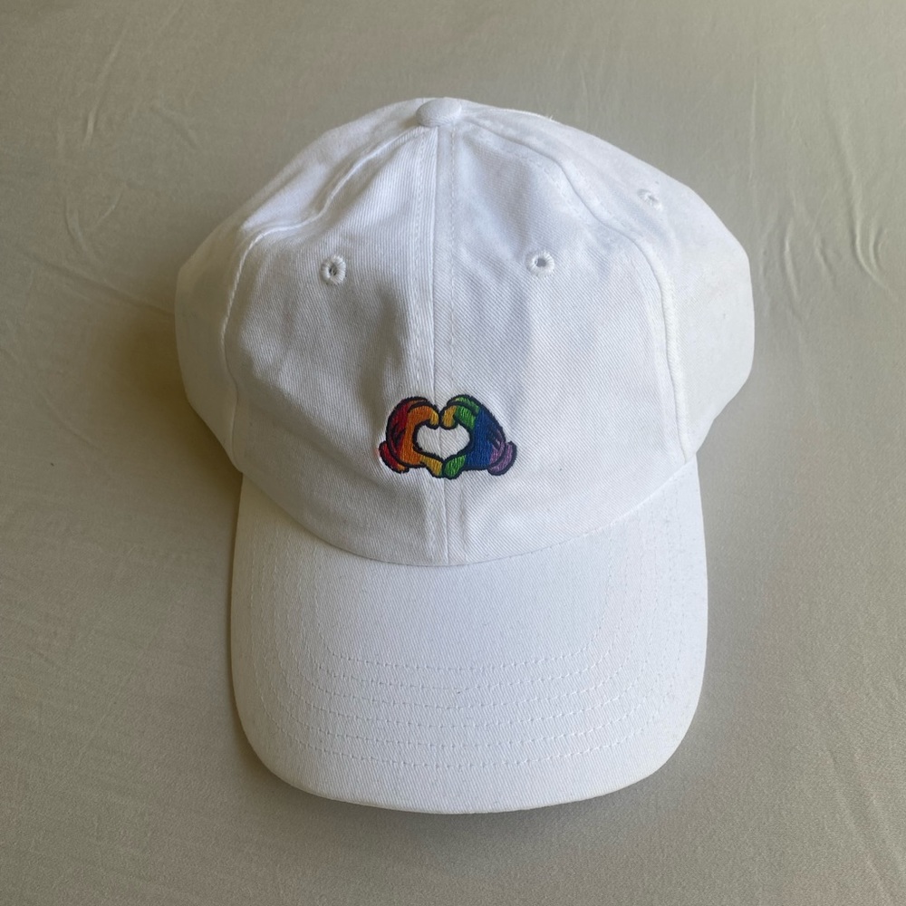 Mickey Mouse hands Pride heart baseball cap